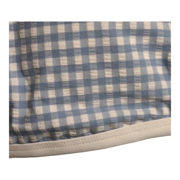 Andie Cove Top Pool Blue Gingham Plaid Swimwear Bathing Suit Separates L New - Picture 2 of 8